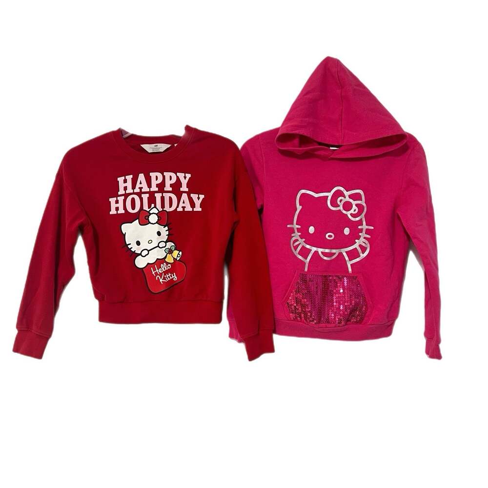 Hello Kitty By Sanrio Kids Sweatshirt Size 10/12 Pink Long Sleeves Lot Of 2